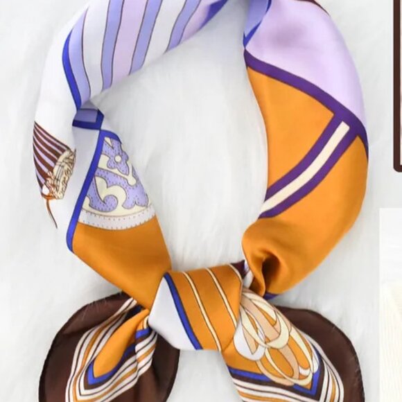 2/$30 Vibrant Equestrian Silk Satin Scarf Horses Large Square Head Scarf Bandana - Picture 5 of 7